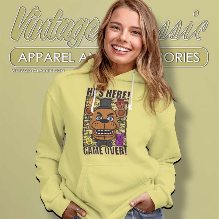 Freddys Hes Here Game Over Hoodie Freddys Hes Here Game Over Hoodie