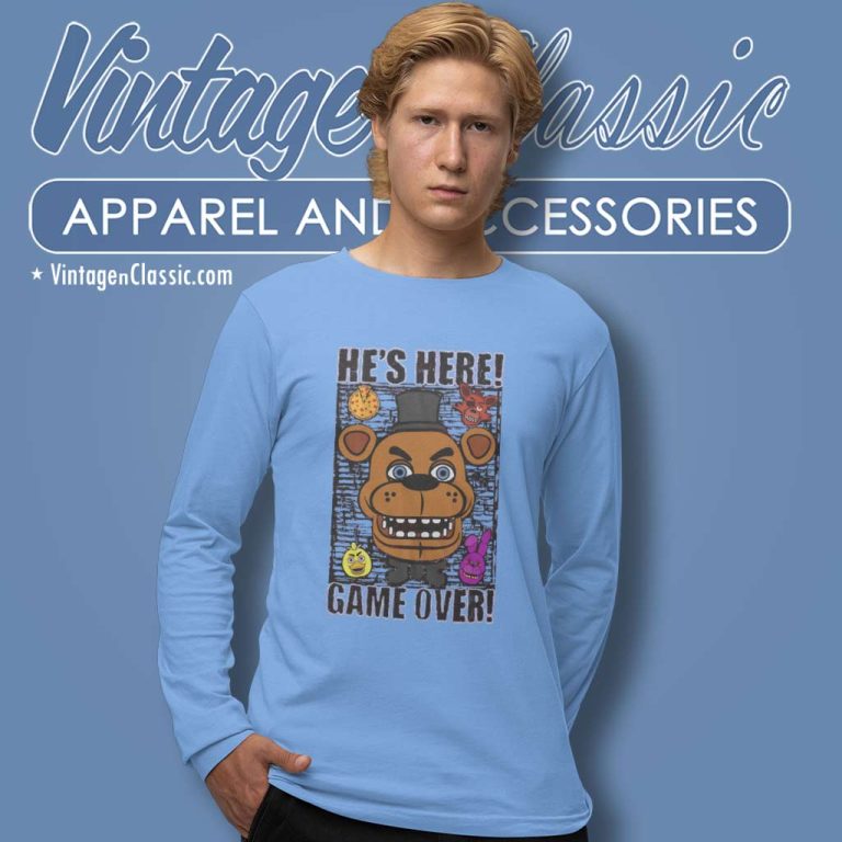 Freddys Hes Here Game Over Long Sleeve Tee Freddys Hes Here Game Over Long Sleeve Tee