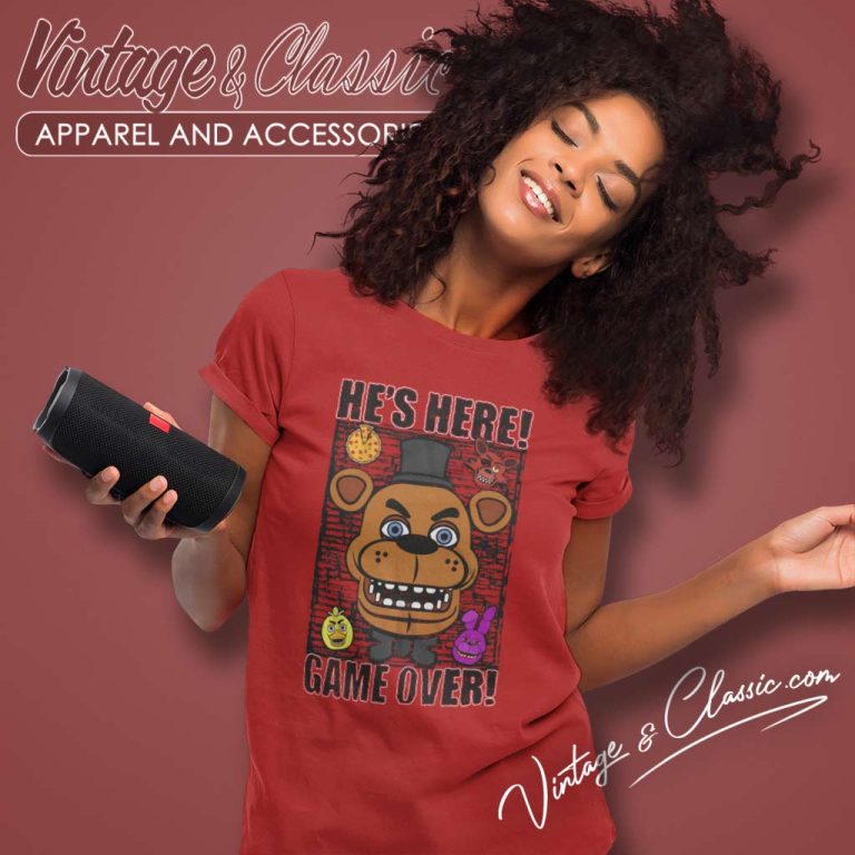 Freddys Hes Here Game Over Women TShirt Freddys Hes Here Game Over Women TShirt