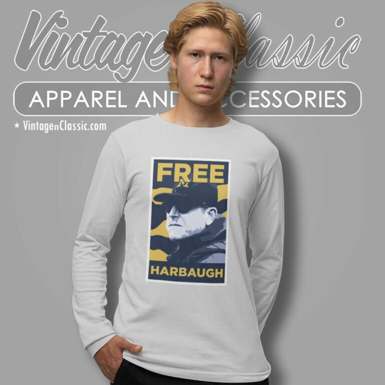 Free Coach Jim Harbaugh Michigan Football Coach Long Sleeve Tee Free Coach Jim Harbaugh Michigan Football Coach Long Sleeve Tee