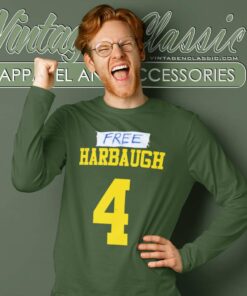 Free Harbaugh 4 Jj Mccarthy Michigan Wolverines Long Sleeve Tee