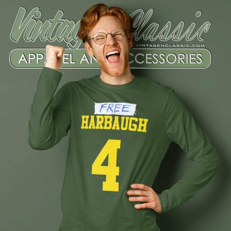 Free Harbaugh 4 Jj Mccarthy Michigan Wolverines Long Sleeve Tee Free Harbaugh 4 Jj Mccarthy Michigan Wolverines Long Sleeve Tee