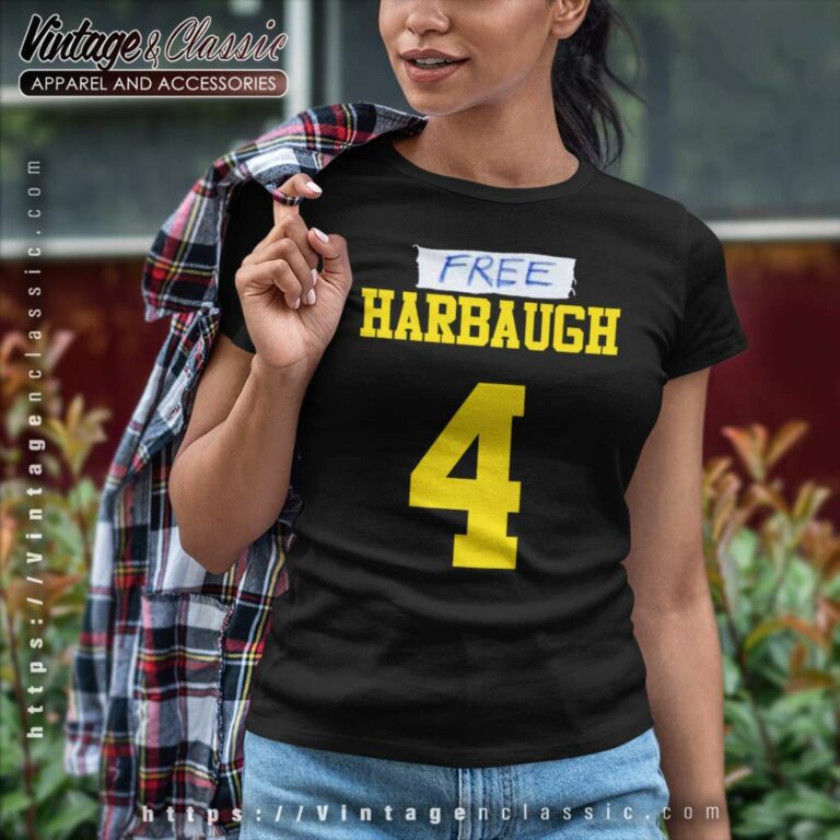 Free Harbaugh 4 Jj Mccarthy Michigan Wolverines Women TShirt Free Harbaugh 4 Jj Mccarthy Michigan Wolverines Women TShirt