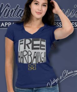 Free Harbaugh Shirt Michigan Coach Scandal V Neck TShirt