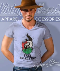 Free Palestine Hand Grunge V Neck TShirt