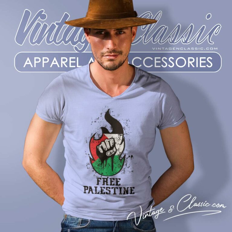 Free Palestine Hand Grunge V Neck TShirt Free Palestine Hand Grunge V Neck TShirt