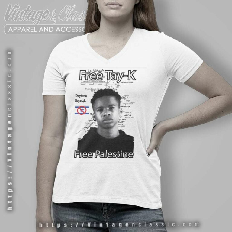 Free Tay K Free Palestine V Neck TShirt Free Tay K Free Palestine V Neck TShirt