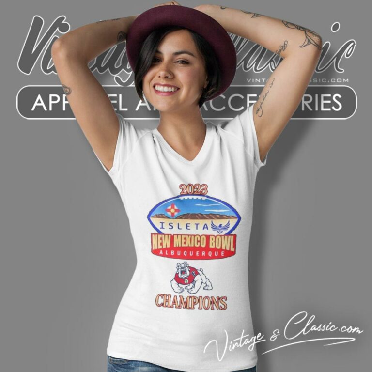 Fresno State Bulldogs 2023 Isleta New Mexico Bowl Albuquerque V Neck TShirt Fresno State Bulldogs 2023 Isleta New Mexico Bowl Albuquerque V Neck TShirt