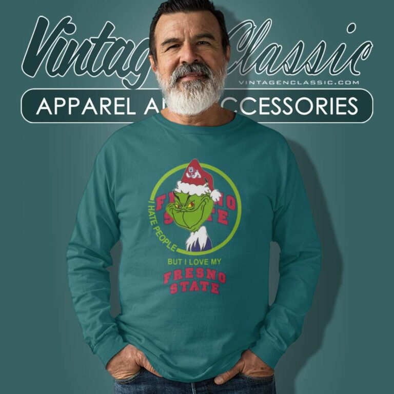 Fresno State Bulldogs Ncaa Christmas Grinch Shirt I Hate People But I Love My Fresno State Long Sleeve Tee Fresno State Bulldogs Ncaa Christmas Grinch Shirt I Hate People But I Love My Fresno State Long Sleeve Tee