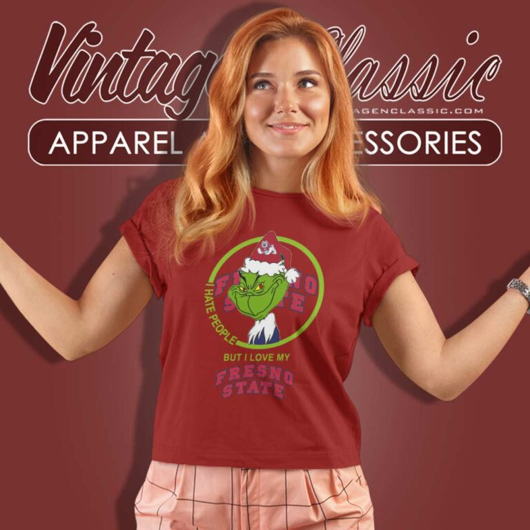 Fresno State Bulldogs Ncaa Christmas Grinch Shirt I Hate People But I Love My Fresno State Women TShirt Fresno State Bulldogs Ncaa Christmas Grinch Shirt I Hate People But I Love My Fresno State Women TShirt