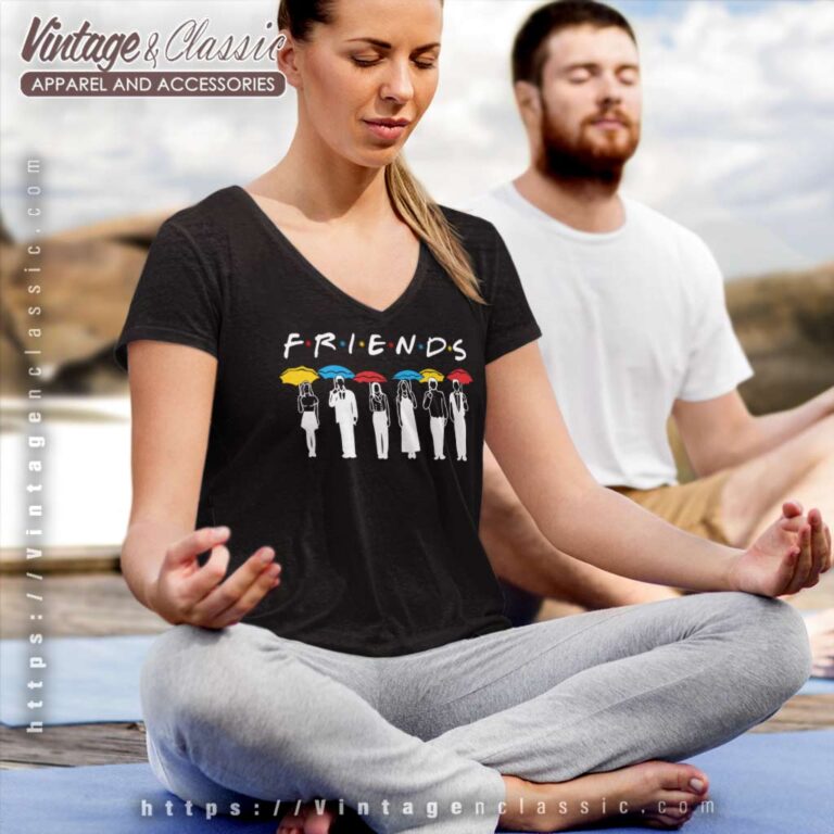 Friends With Umbrellas V Neck TShirt Friends With Umbrellas V Neck TShirt