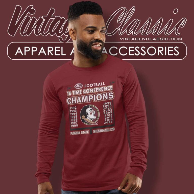 Fsu Florida State Seminoles 16 Time Champions Conference Long Sleeve Tee Fsu Florida State Seminoles 16 Time Champions Conference Long Sleeve Tee