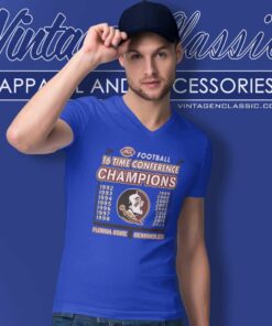 Fsu Florida State Seminoles 16 Time Champions Conference V Neck TShirt