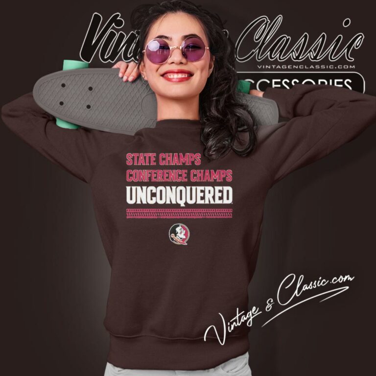 Fsu Football State Champs Conference Champs Unconquered Sweatshirt Fsu Football State Champs Conference Champs Unconquered Sweatshirt
