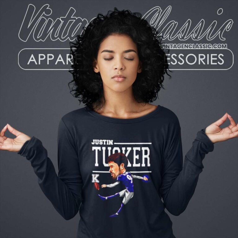 Funny Cartoon Justin Tucker Football Long Sleeve Tee Funny Cartoon Justin Tucker Football Long Sleeve Tee