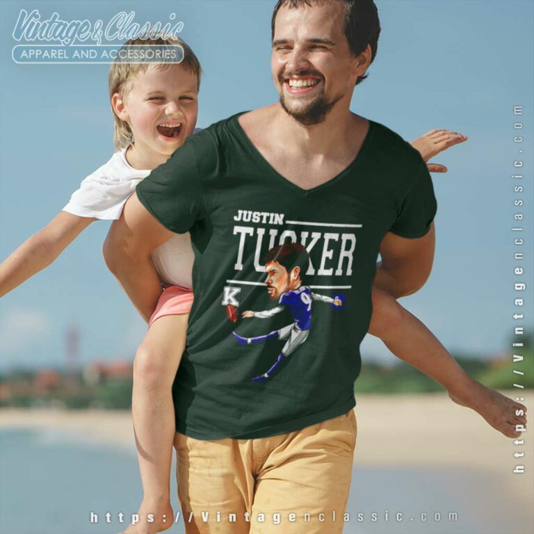 Funny Cartoon Justin Tucker Football V Neck TShirt Funny Cartoon Justin Tucker Football V Neck TShirt