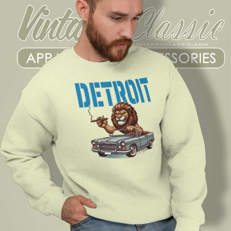 Funny Lion Driving Car Detroit Football Sweatshirt Funny Lion Driving Car Detroit Football Sweatshirt