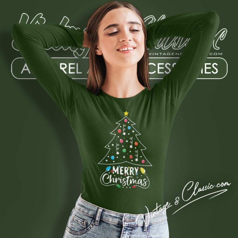 Funny Xmas Tree Lights Shirt Merry Christmas For Women Long Sleeve Tee Funny Xmas Tree Lights Shirt Merry Christmas For Women Long Sleeve Tee
