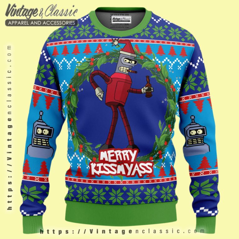 Futurama Merry Kissmyass Ugly Christmas Sweater Ugly Christmas Sweater Futurama Merry Kissmyass Ugly Christmas Sweater Ugly Christmas Sweater