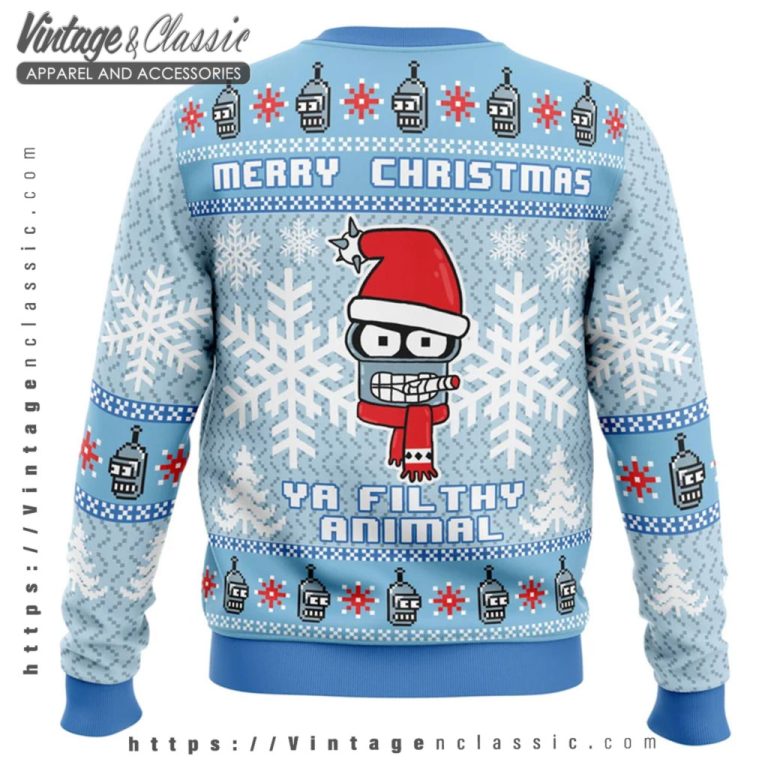 Futurama Ya Filthy Animal Ugly Christmas Sweater back Ugly Sweater Futurama Ya Filthy Animal Ugly Christmas Sweater back Ugly Sweater