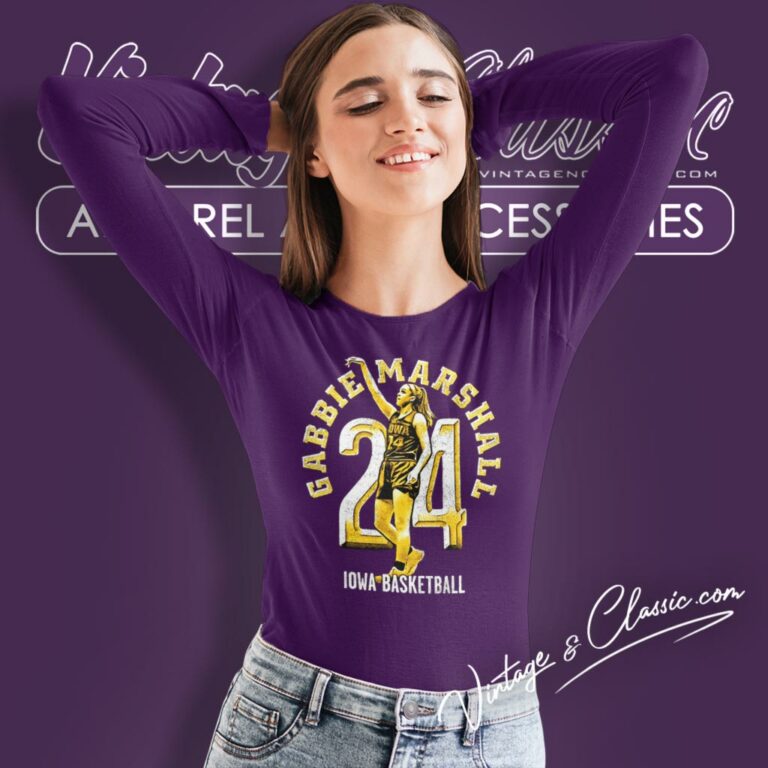 Gabbie Marshall 24 Iowa Basketball Long Sleeve Tee Gabbie Marshall 24 Iowa Basketball Long Sleeve Tee
