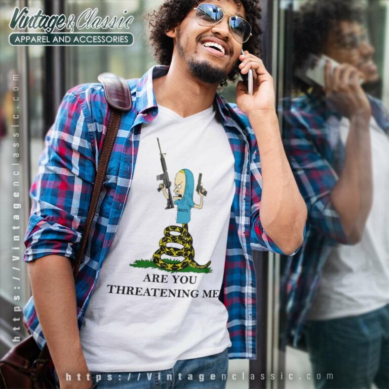 Gadsden Flag Beavis Are You Threatening Me V Neck TShirt Gadsden Flag Beavis Are You Threatening Me V Neck TShirt