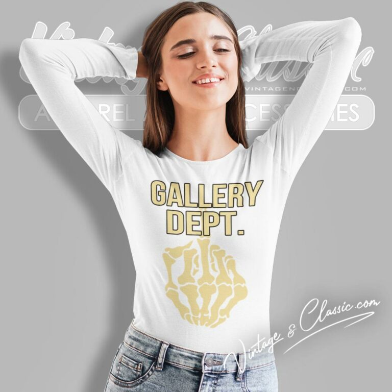 Gallery Dept Shirt Skeleton Middle Finger Long Sleeve Tee Gallery Dept Shirt Skeleton Middle Finger Long Sleeve Tee