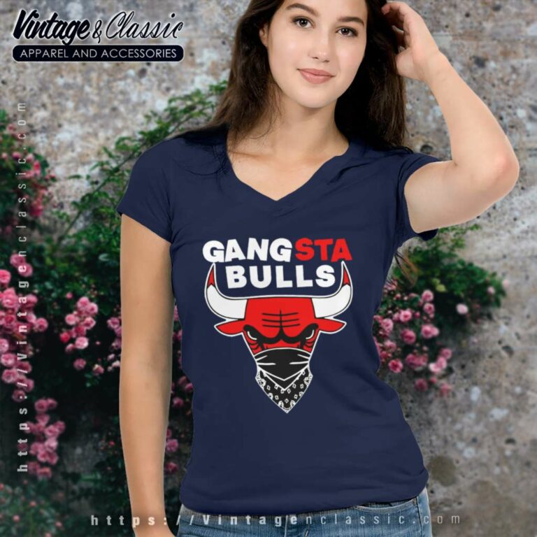 Gangsta Chicago Bulls 2023 V Neck TShirt Gangsta Chicago Bulls 2023 V Neck TShirt