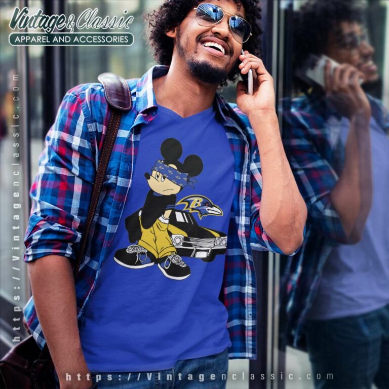 Gangster Mickey Mouse Baltimore Ravens V Neck TShirt Gangster Mickey Mouse Baltimore Ravens V Neck TShirt