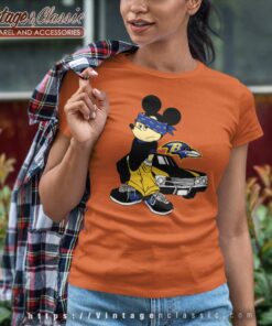 Gangster Mickey Mouse Baltimore Ravens Women TShirt