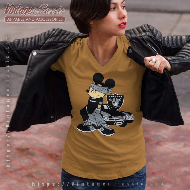 Gangster Mickey Mouse Las Vegas Raiders V Neck TShirt Gangster Mickey Mouse Las Vegas Raiders V Neck TShirt