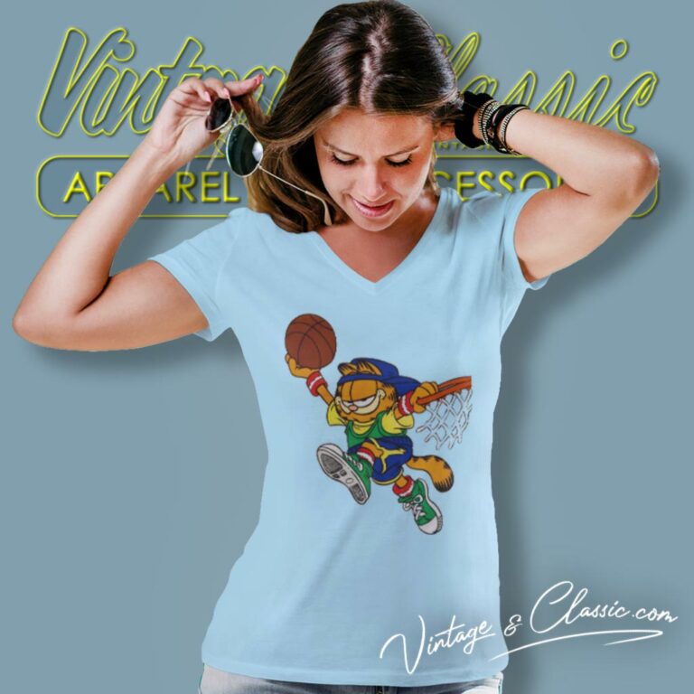 Garfield Basketball Jumbo V Neck TShirt Garfield Basketball Jumbo V Neck TShirt