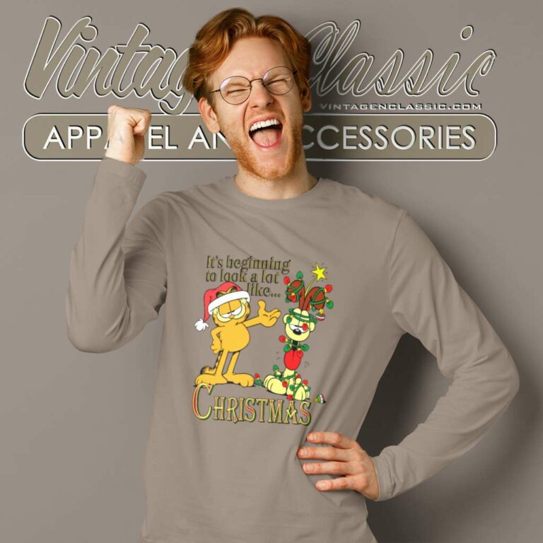 Garfield Being Christmas Santa Long Sleeve Tee Garfield Being Christmas Santa Long Sleeve Tee