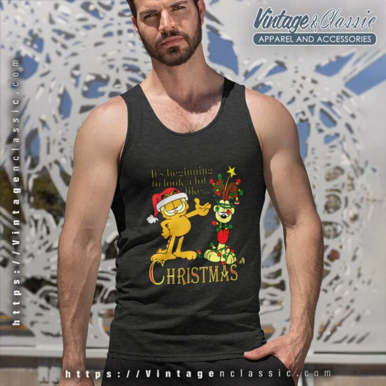 Garfield Being Christmas Santa Tank Top Racerback Garfield Being Christmas Santa Tank Top Racerback