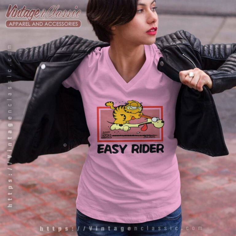 Garfield Easy Rider V Neck TShirt Garfield Easy Rider V Neck TShirt
