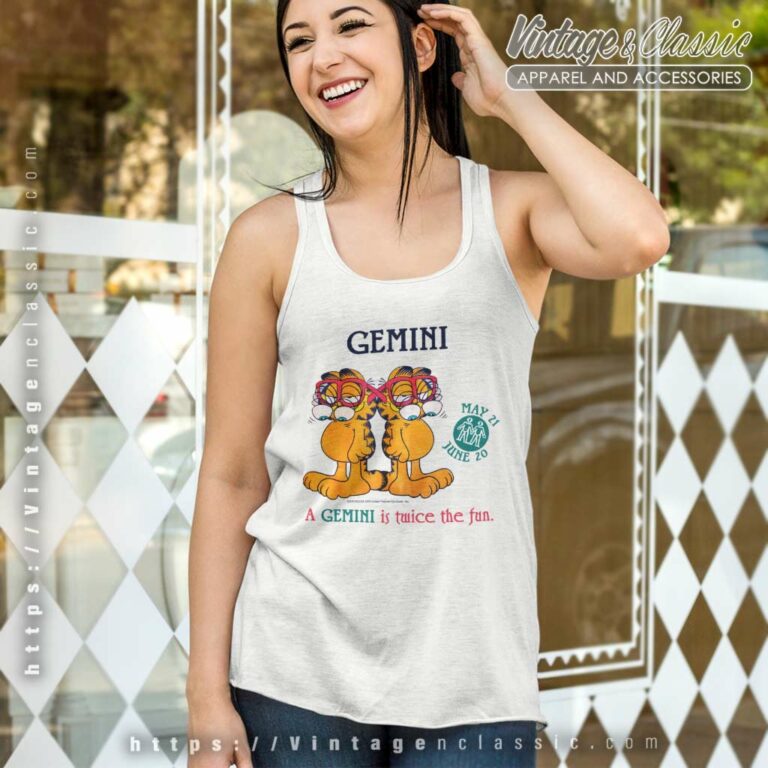 Garfield Gemini Twice The Fun Tank Top Racerback Garfield Gemini Twice The Fun Tank Top Racerback