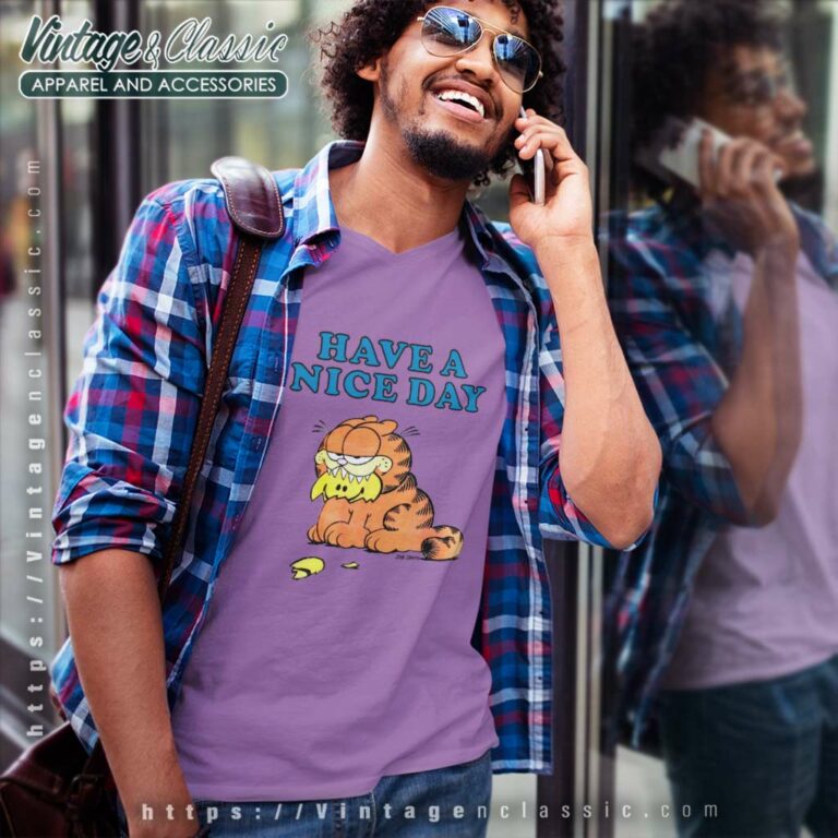 Garfield Have A Nice Day V Neck TShirt Garfield Have A Nice Day V Neck TShirt