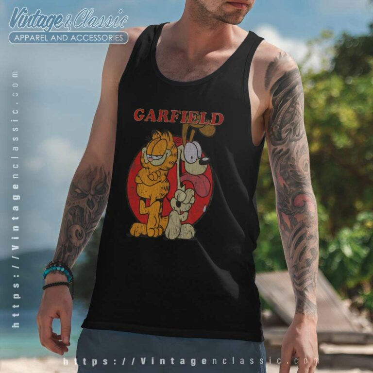 Garfield Odie Distressed Shirt Tank Top Racerback Garfield Odie Distressed Shirt Tank Top Racerback