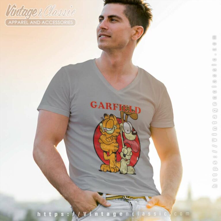 Garfield Odie Distressed Shirt V Neck TShirt Garfield Odie Distressed Shirt V Neck TShirt