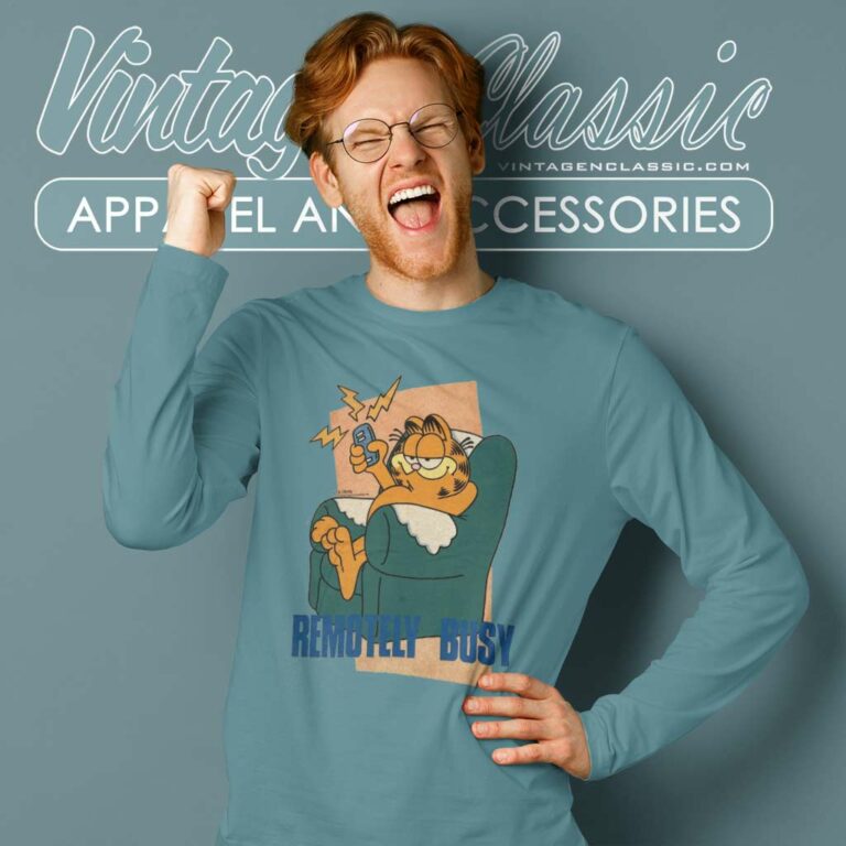 Garfield Remotely Busy Shirt Long Sleeve Tee Garfield Remotely Busy Shirt Long Sleeve Tee