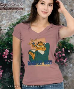 Garfield Remotely Busy Shirt V Neck TShirt