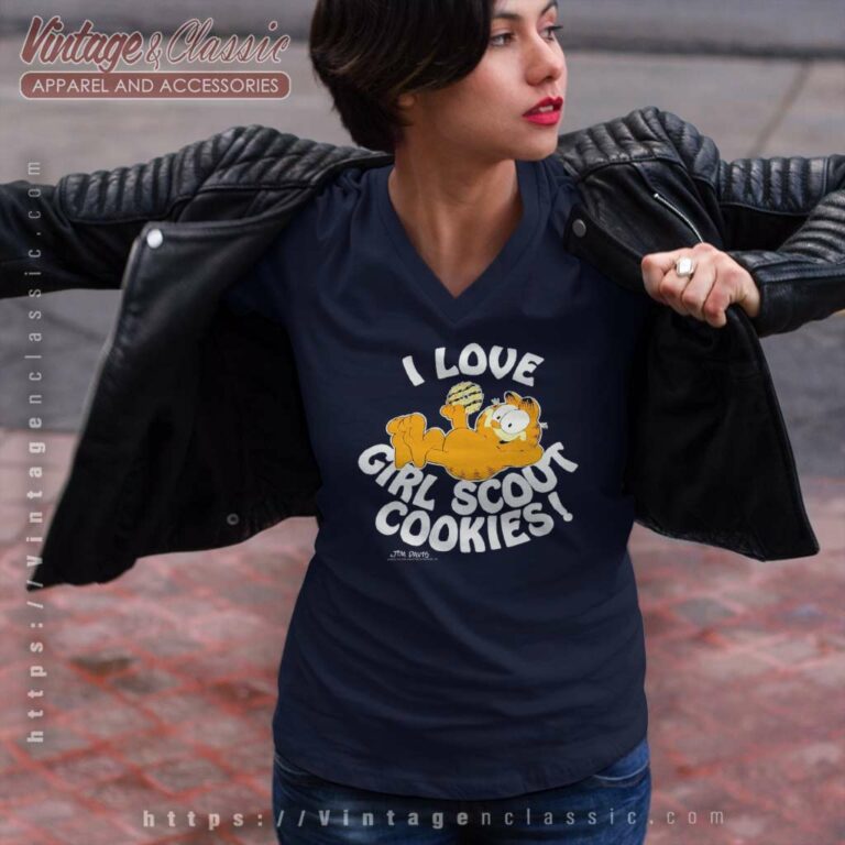 Garfield Shirt I Love Girl Scout Cookies V Neck TShirt Garfield Shirt I Love Girl Scout Cookies V Neck TShirt