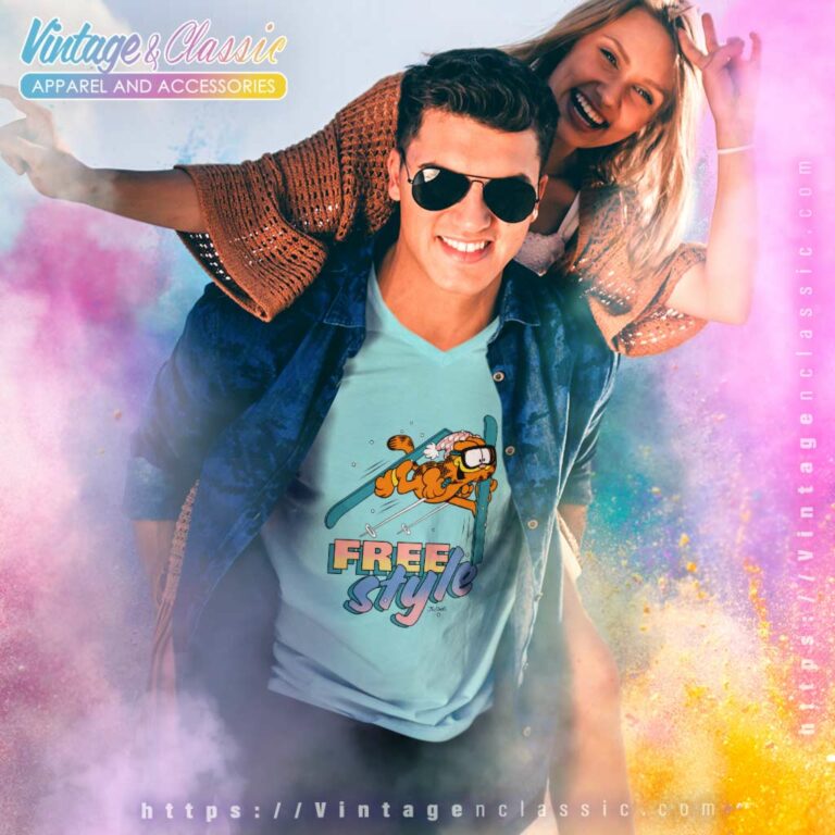 Garfield Skiing V Neck TShirt Garfield Skiing V Neck TShirt