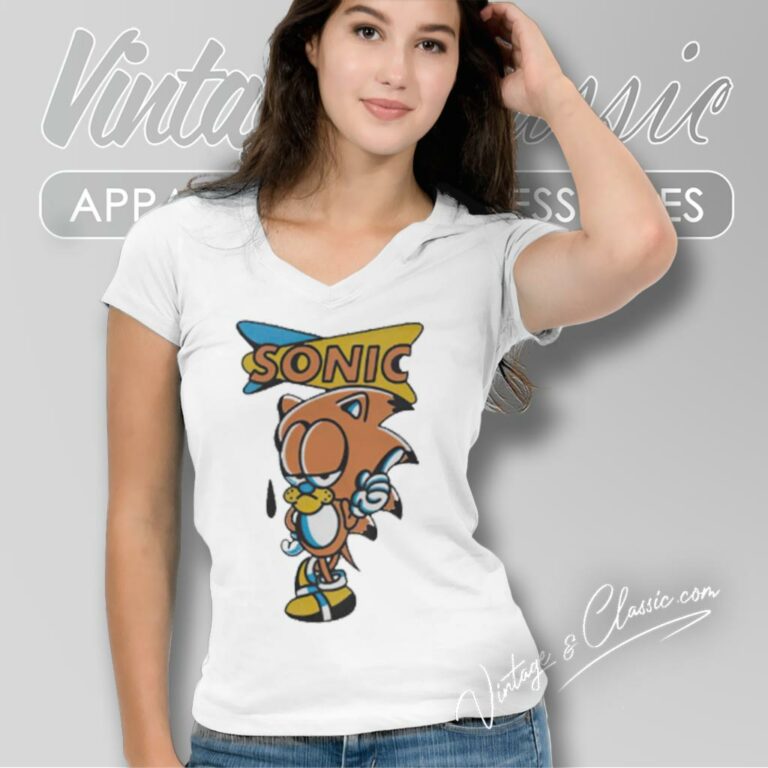 Garfield Sonic The Hedgehog V Neck TShirt Garfield Sonic The Hedgehog V Neck TShirt