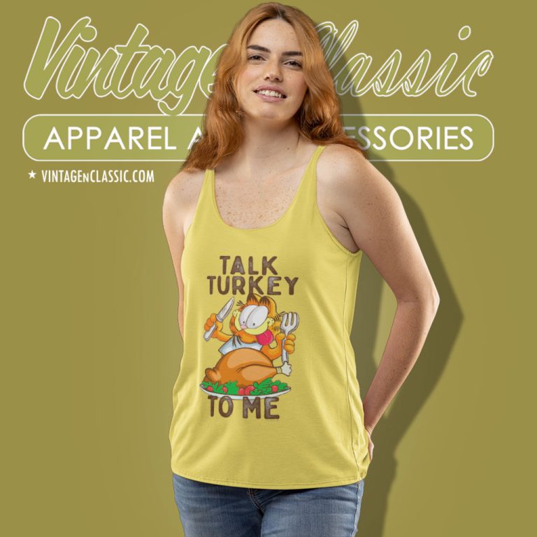 Garfield Talk Turkey To Me Tank Top Racerback Garfield Talk Turkey To Me Tank Top Racerback