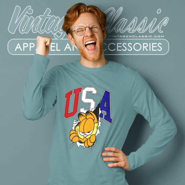 Garfield Unisex Usa Shirt Long Sleeve Tee Garfield Unisex Usa Shirt Long Sleeve Tee