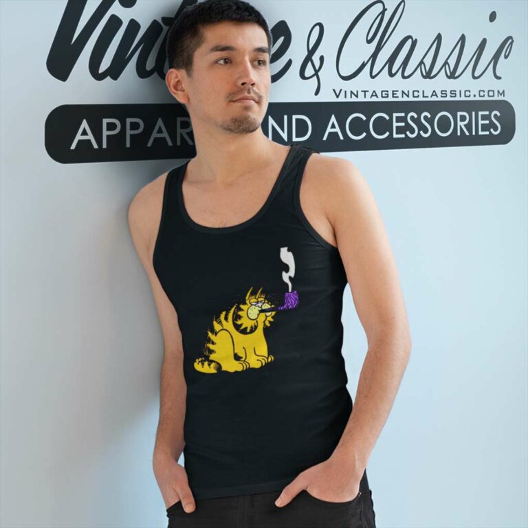 Garfield With Pipe Tank Top Racerback Garfield With Pipe Tank Top Racerback