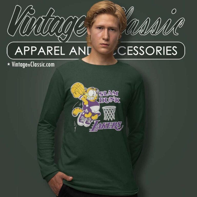 Garfield X Lakers Nba Slam Dunk Long Sleeve Tee Garfield X Lakers Nba Slam Dunk Long Sleeve Tee