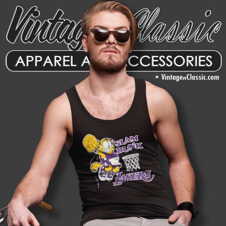 Garfield X Lakers Nba Slam Dunk Tank Top Racerback Garfield X Lakers Nba Slam Dunk Tank Top Racerback