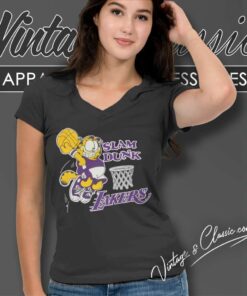 Garfield X Lakers Nba Slam Dunk V Neck TShirt